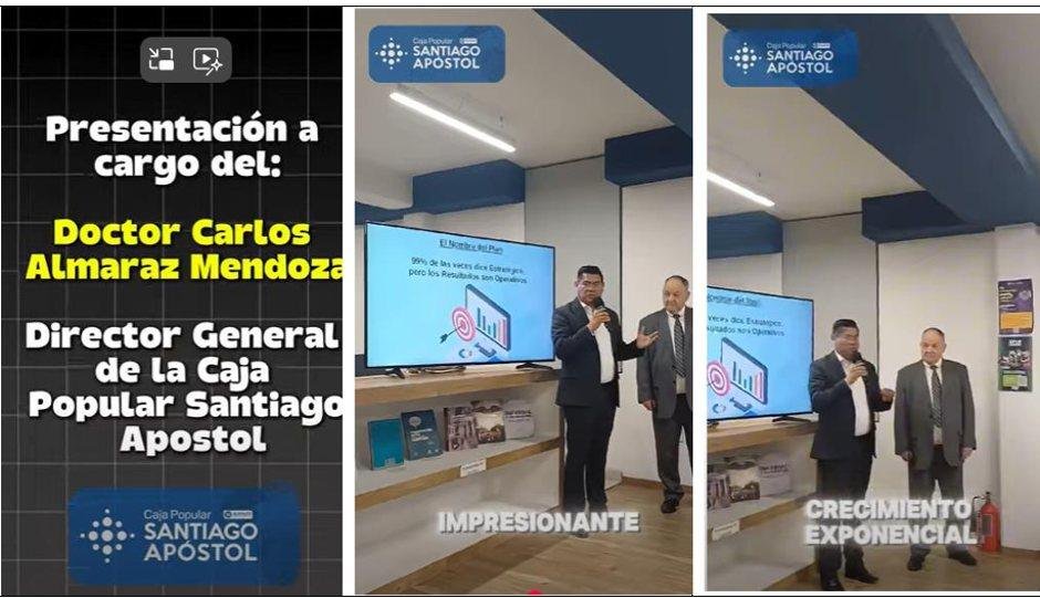 El Dr. Carlos Almaraz Mendoza, Director General de Caja Popular Santiago Apóstol, presentando los resultados del plan estratégico